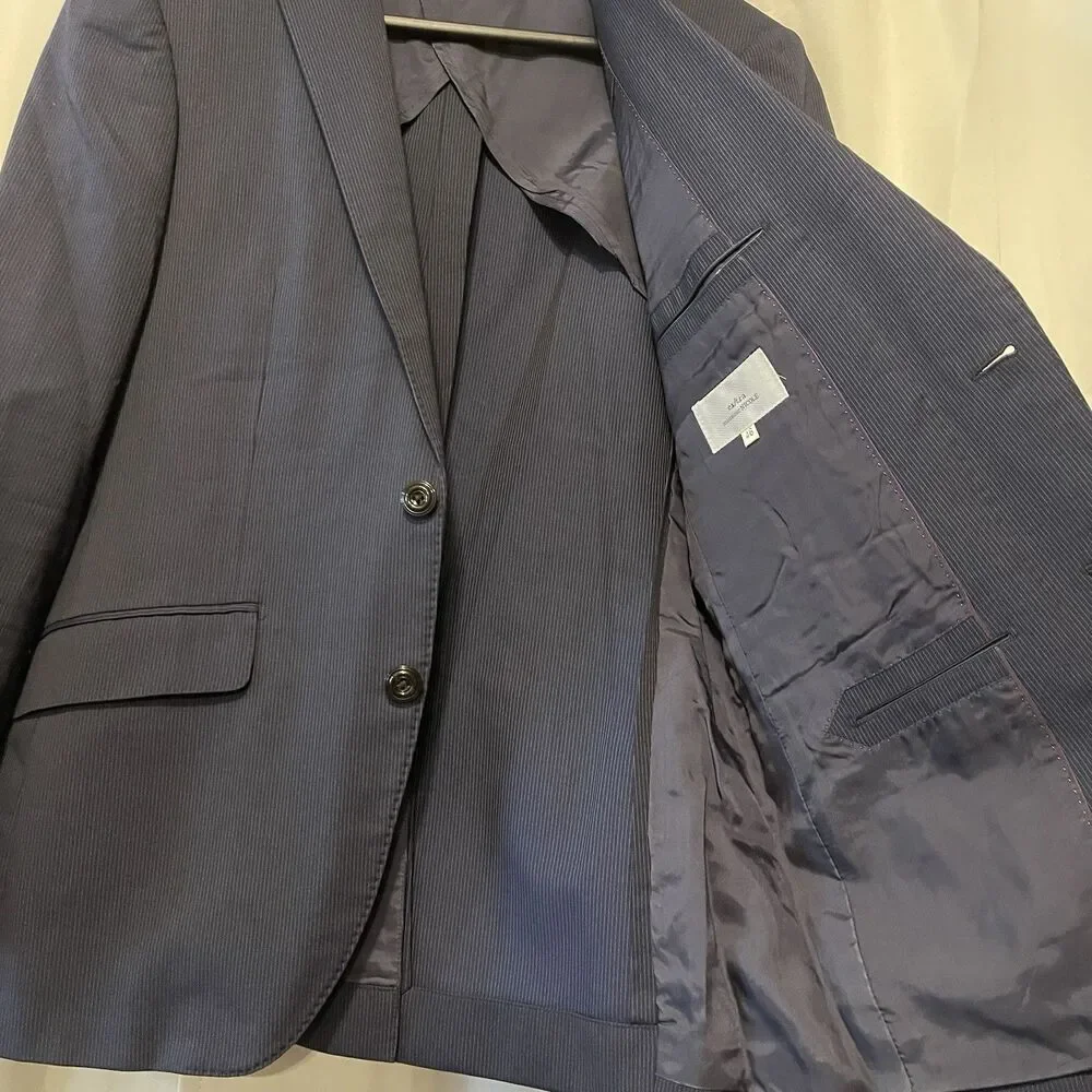 Vitale Barberis Canonico x Monsieur Nicole Blazer Men 46 Blue Pinstripe